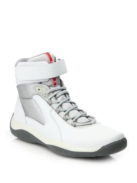 prada white velcro sneakers|prada white high top sneakers.